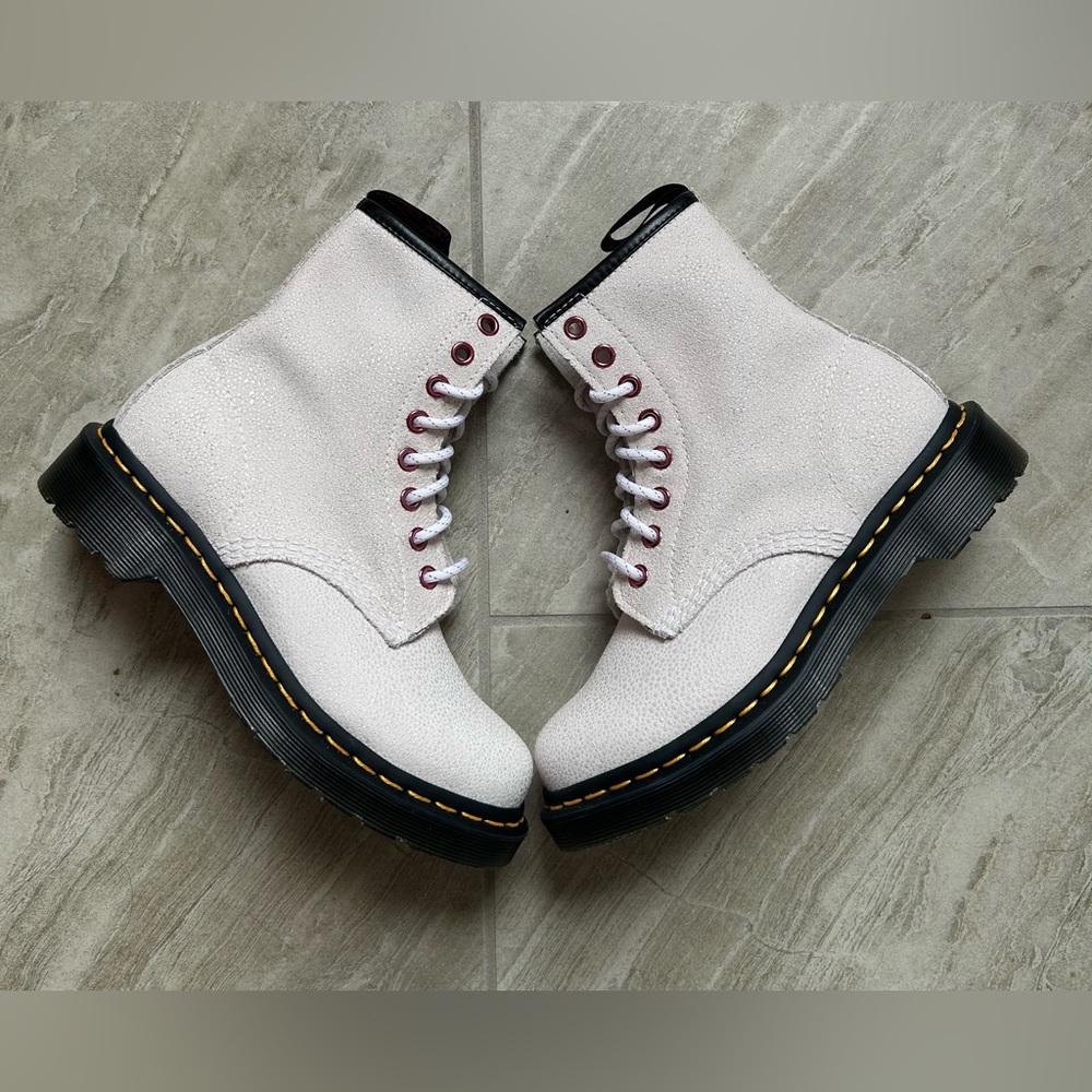 Dr Martens Womens 1460 Bejeweled Lace Up Boots White Size 5